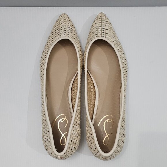 NEW Sam Edelman Wanda Flat Womens 9 Ivory Woven Raffia Pointed Toe Slip On - Picture 11 of 15